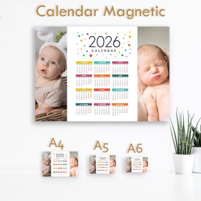 Calendar Magnetic 2026 personalizat cu 2 poze
