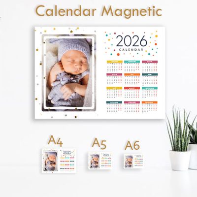Calendar Magnetic 2026 personalizat cu poze ideal pentru frigider. New