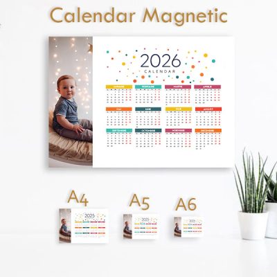 Calendar Magnetic 2026 personalizat cu o poza si mesaj