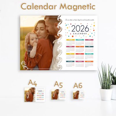 Calendar Magnetic 2026 personalizat cu o poza si mesaj